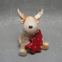 Gilde Deko Rentier Rudi Elch Hirsch Tanne Rot Creme Advent Winter Weihnachten