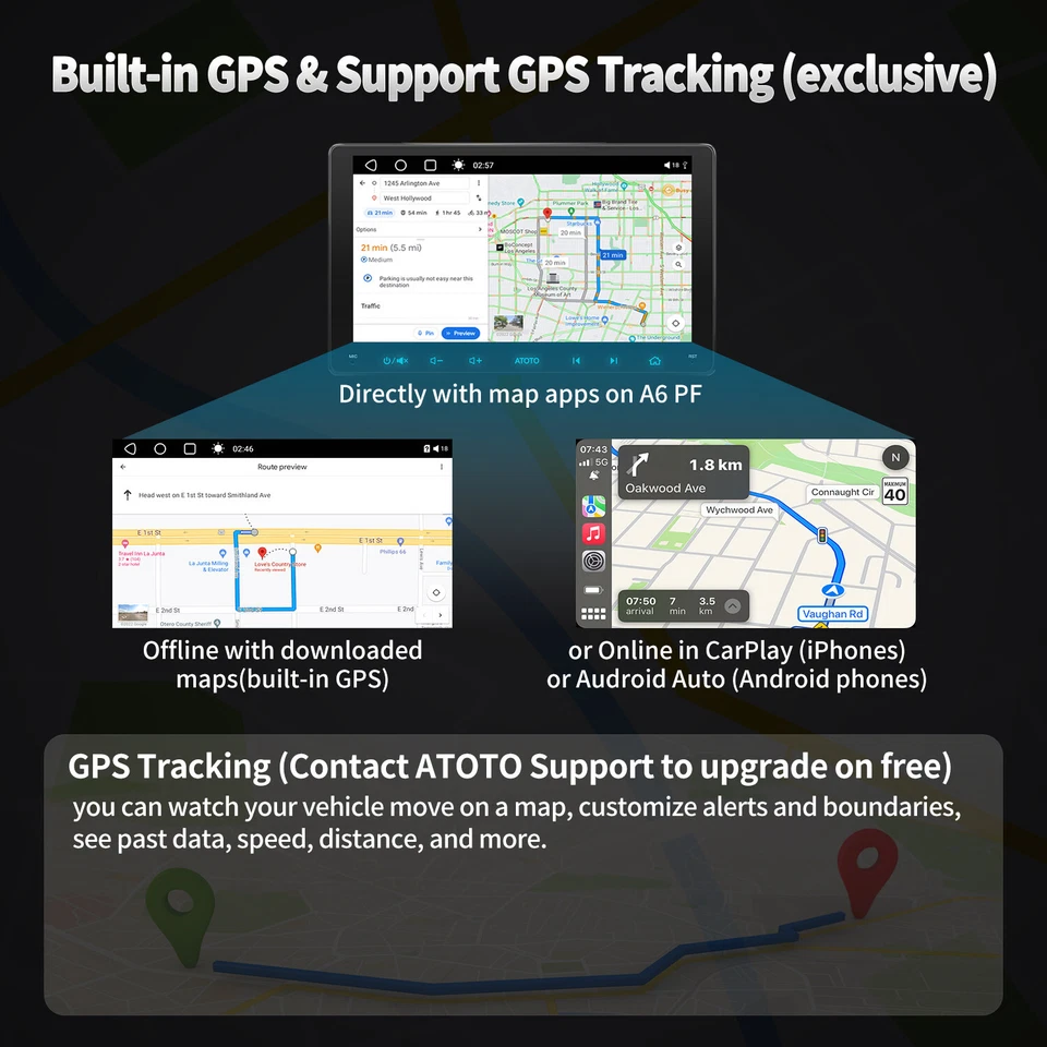 ATOTO A6 PF 9 Zoll Doppel 2DIN Autoradio mit CarPlay Android Auto Dual Bluetooth - Bild 4 von 4