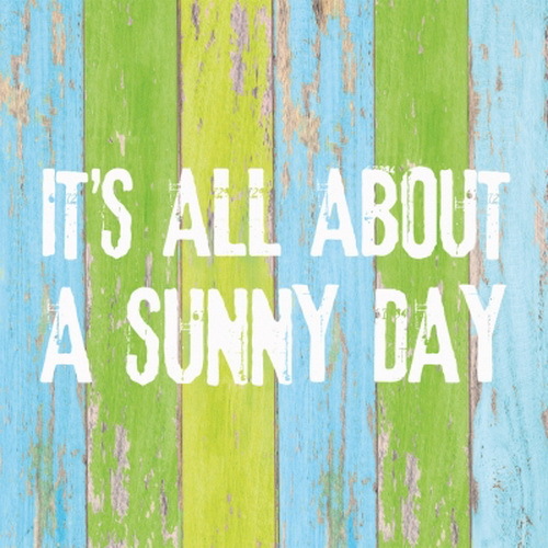 "20 Servietten\"Sunny Day\"Holzwand*Shabby*Vintage*Maritim Schriftzug 33X33 Ppd"-image