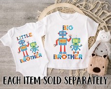 Robot Big Brother Little Brother T-Shirt Themed Kids Baby Grow Set Outfits