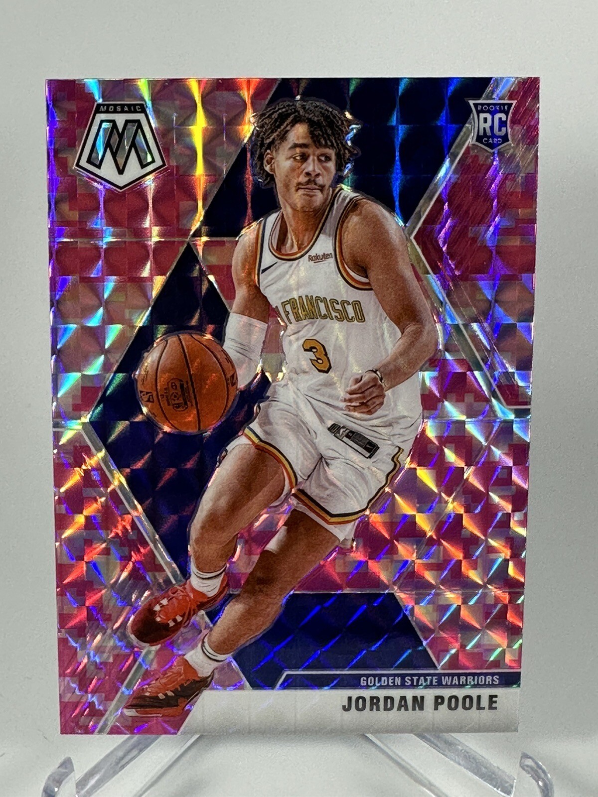 2019-20 Panini Mosaic Jordan Poole Rookie RC Pink Camo Prizm #228