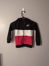 Nike Air Red White Black Full Zip Hoodie Boys Size S 4-5 Years