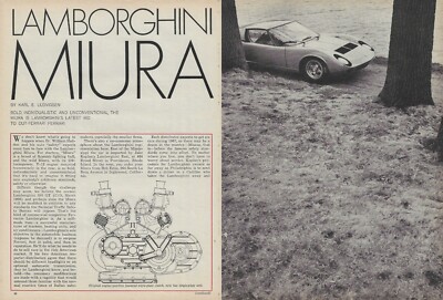 1967 Lamborghini Miura P400 Coupe Vintage Magazine Road Test Article Ad 67