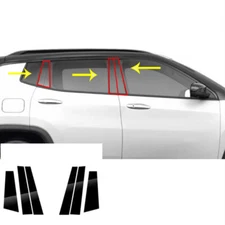 For Jeep Compass 2017-2023 Gloss Black Exterior Side Window BC-Pillar Cover Trim