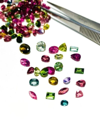 GIE Certified Natural Tourmaline Multi-Color Mix Cut 5-12 mm 100 Ct Lot Gemstone