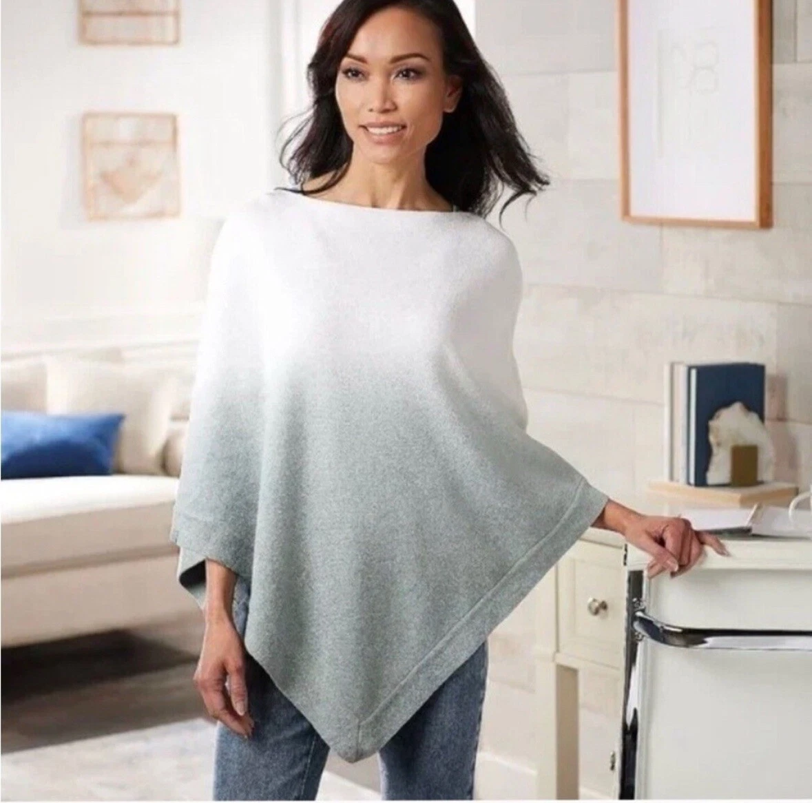 Barefoot Dreams Cozy Chic Ultra Lite Ocean Breeze Poncho Hombre OS Plus Soft