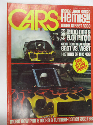 BACK ISSUE HI-PERFORMANCE CARS MAGAZINE JULY 1973, JAKE KING HEMI, DYNO DON