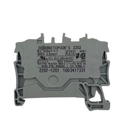 Wago 2202-1201 Feedthrough Terminal Block w/ Push-buttons, Rail mount Pack of 10