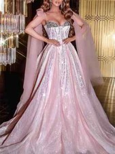 Luxury A-line Beaded Evening Dresses Sleeveless Floor Length Prom Party Dresses