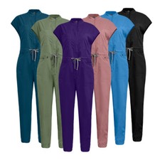 NiaaHinn Scrubs Short Sleeve Coverall Jumpsuit Women Customizated Colors XS-4XL