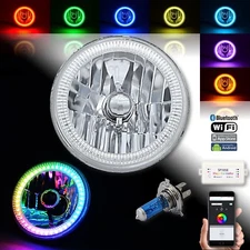 7" H6024/6014 Bluetooth RGB SMD LED Color Chasing Halo Angel Eye Lamp Headlight 
