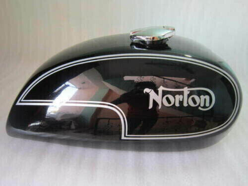 Fit For Norton Commando Interstate Black Painted Steel Gas Fuel Petrol Tank - Afbeelding 1 van 7