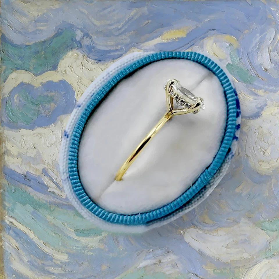 Diamond White Gold Ring 14k  Lab Grown Oval 1.70 Carat IGI Certified Size  5 6 7 - Image 3 of 4