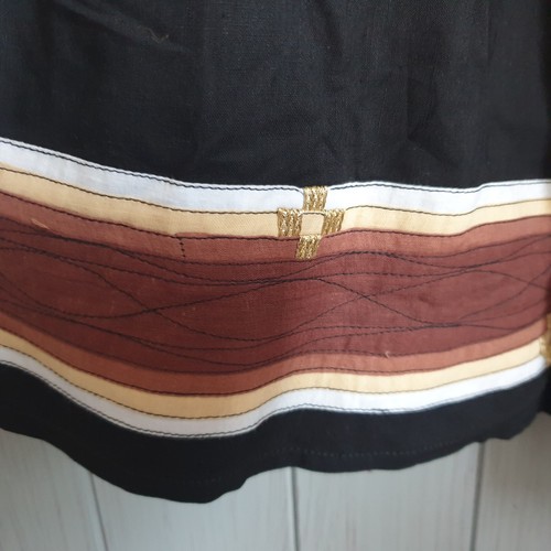 Oasis Trading Black Drindl Skirt Sz S Cotton Bronze Gold Pockets - Picture 3 of 8