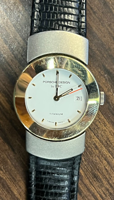 Porsche Design IWC Watch 18k Gold Bezel Titanium Calendar Swiss Watch Not Runnin