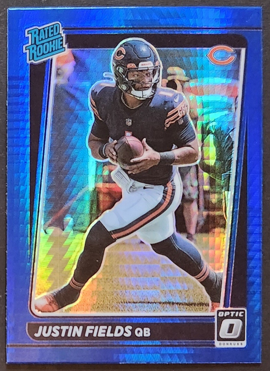 2021 Optic Blue Hyper Prizm #204 Justin Fields Jets RC