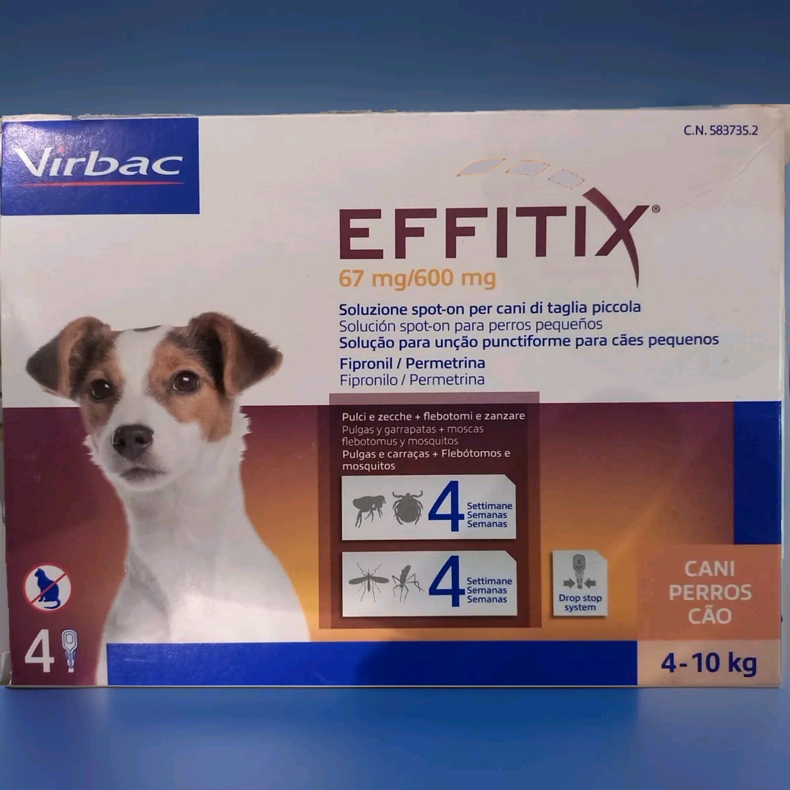 Virbac Effitix 4 Pipette per Animali da 4 a 10 kg 4PIP