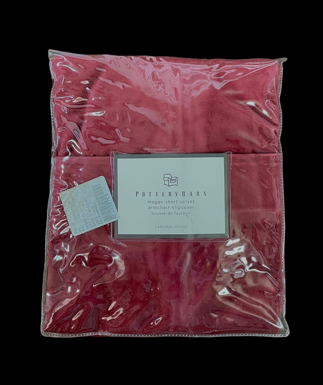 NEW Pottery Barn MEGAN Short Velvet Armchair Slipcover Red Cardinal