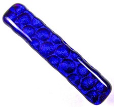 Dichroic Glass Barrette 2.5" 65mm Cobalt Royal Blue Bubbles Polka Dot Small Clip