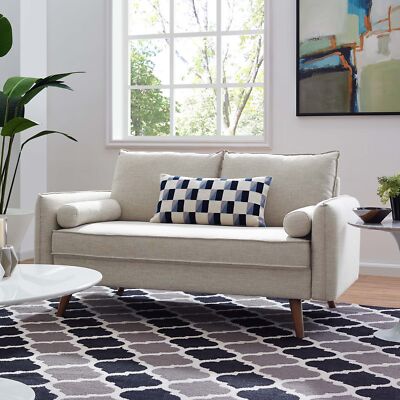 Modway Revive Contemporary Modern Fabric Upholstered Loveseat In Beige