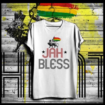 Reggae t-shirt Roots Rock Rasta Flag Jah Rastafari Haile Selassie Rasta Bless