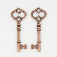 2 Large Skeleton Keys Pendants Antiqued Copper Steampunk Supplies 60mm Set