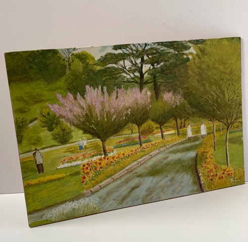 VINTAGE LANDSCAPE OIL PAINTING TRENNANCE GARDENS NEWQUAY CORNWALL R CHARLES - Picture 17 of 24
