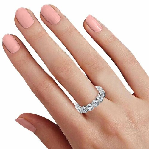 4ct Simulated Diamond Wedding Band Stylish Full Eternity White Gold Plated - Picture 4 of 6