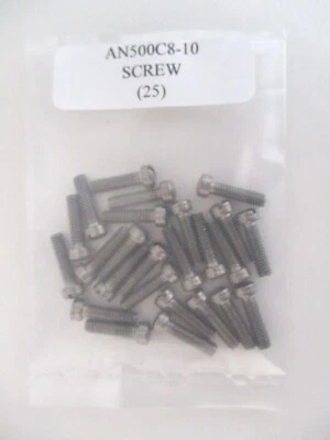 AERONAUTICAL STANDARDS AN500C8-10 Fillister Head Screw 8-32 X 5/8" Stainless Steel - Lot of 25