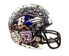 Ray Lewis Baltimore Ravens Autographed 1 of 1 Mini Helmet W/ Charles Fazzino Art