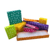 BULK 12-24-50 Polka Dot Multi Color Cotton Filled Jewelry Packaging Gift Boxes