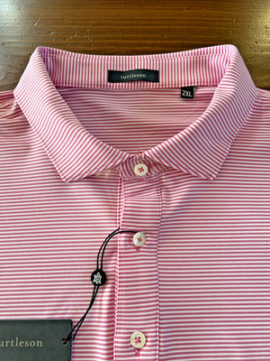 Turtleson Carter Performance Polo Shirt Mens 2XL Pink Striped