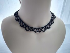 Black Victorian Beaded Choker Necklace Gothic, Fairycore, Cottagecore, Cosplay