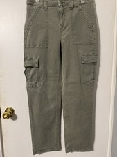 American Eagle 90's Straight Green Cargo Pants Women's Size 8 Stretch Pockets