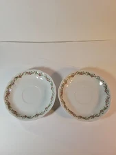 Set Of 2 O.P. Co. Syracuse Bone China Floral Teacup Saucers 5.5"