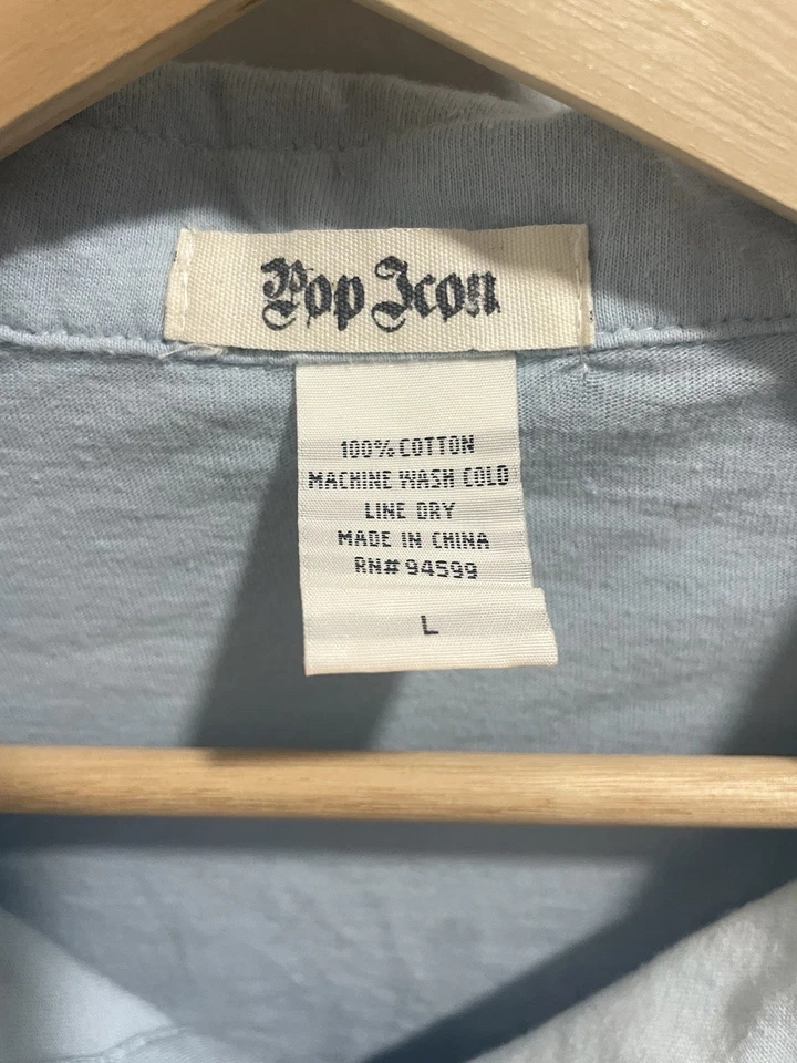 Винтажная мужская большая рубашка-поло 00s Pop Icon, графический логотип с искусственной вышивкой, бирюзовый цвет - Изображение 3 из 4