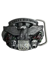 Vintage 1989 Harley Davidson Siskiyou Pewter Belt Buckle Eagle Rose USA Made