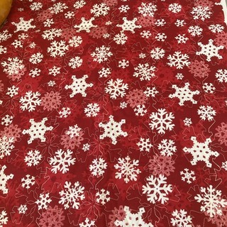 PRE QUILTED 2 Sided SnowFlakes Holiday Fabric COTTON 1 Yd x 44 Inches Width