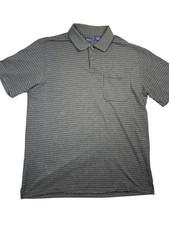Arrow Polo Shirt Men's Large Gray Grid Cotton Short Sleeve Collared Performance