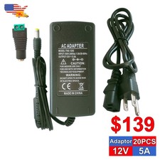 12V 5A Power Supply AC To DC Adapter 10 50 Pack 60W Transformer For LED Strip