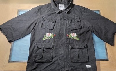 Profound Aesthetic Embroidered Rose Utility Jacket Black Size XXL