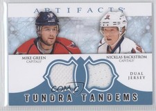 2012 Artifacts Tundra Tandems Dual Jerseys Blue Mike Green Nicklas Backstrom 0v1