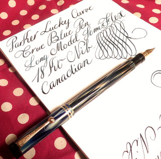 Parker 18K nib LONG canadian lucky curve true blue pen