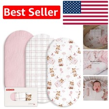 Baby's Comfort: 3 Pack Muslin Bassinet Sheets Fitted for 33''x17'' Mattresses