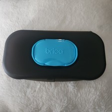 Brica Baby Wipes Travel Case Container Black Clamshell Snap Refillable Wipe box