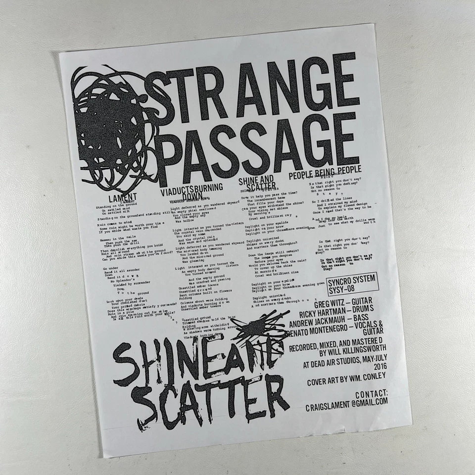 Strange Passage “Shine And Scatter” EP/Syncro System (NM) Ltd Ed 230 Insert 2016 - Imagem 3 de 4