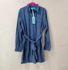 NWT Southern Frock Blue Chambray Shirtdress M Belted Tie Waist Long Sleeve Dress