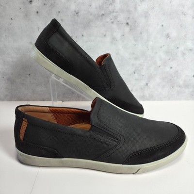 ECCO Collin Slip-On Shoes Men's US 8-8.5 Distressed Leather Textile 535584 Black