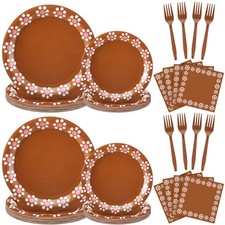 Mexican Party Set 96 PCS Serves 24 Pink Flower Plates Napkins Tableware