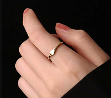 Yellow Gold Plated Band Ring Size I, Gold Colour, No Stone - Used